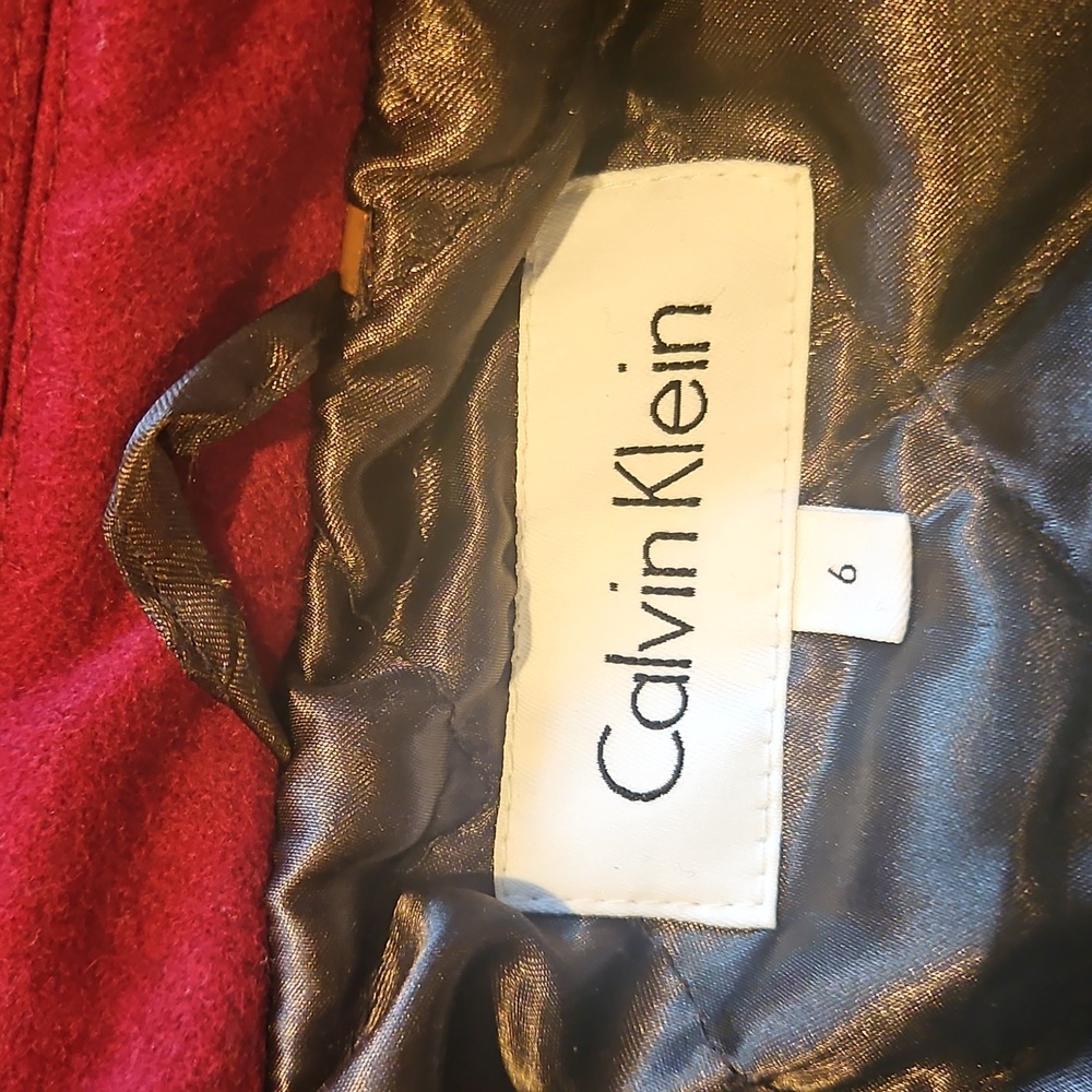Calvin Klein Double-Breasted Peacoat - Deep Red - Picture 8 of 15